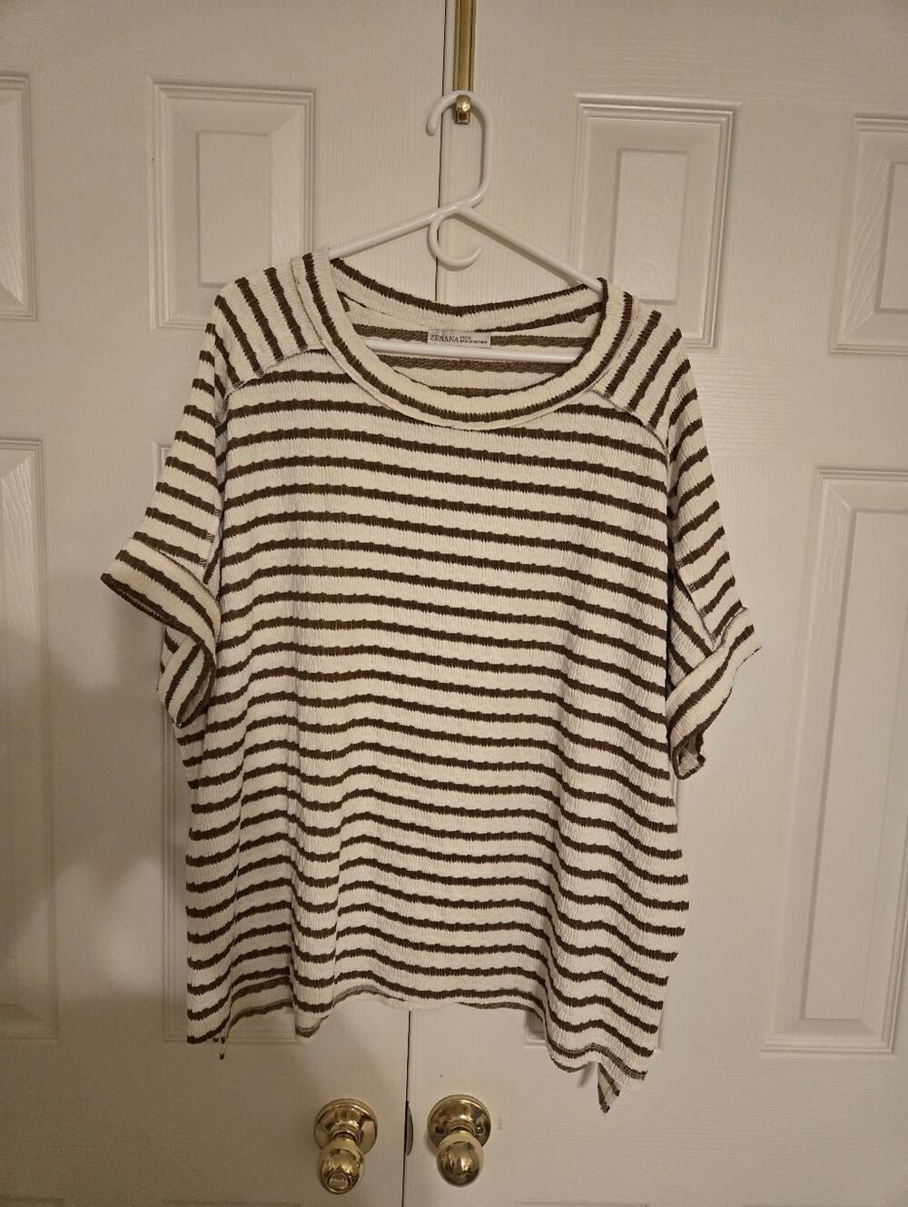 Zenana End Of The Line Striped Exposed Seam Top